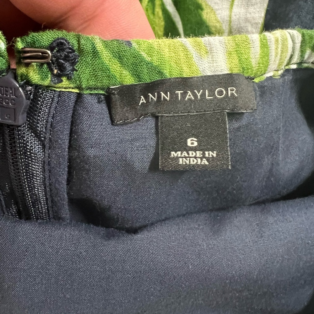 Ann Taylor Womens Linen Amalfi Tropical Palm Leaf Print Halter Dress Size 6 - Picture 5 of 6